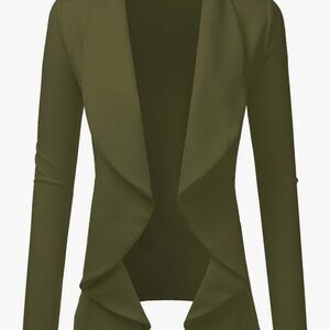 Doublju Olive Green Open Front Cardigan 2X